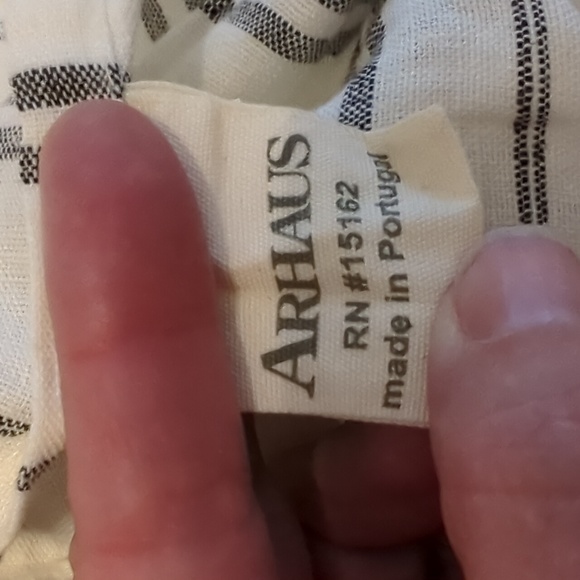 Two matching Arhaus decorative pillows in 100% linen stripe - Picture 3 of 5